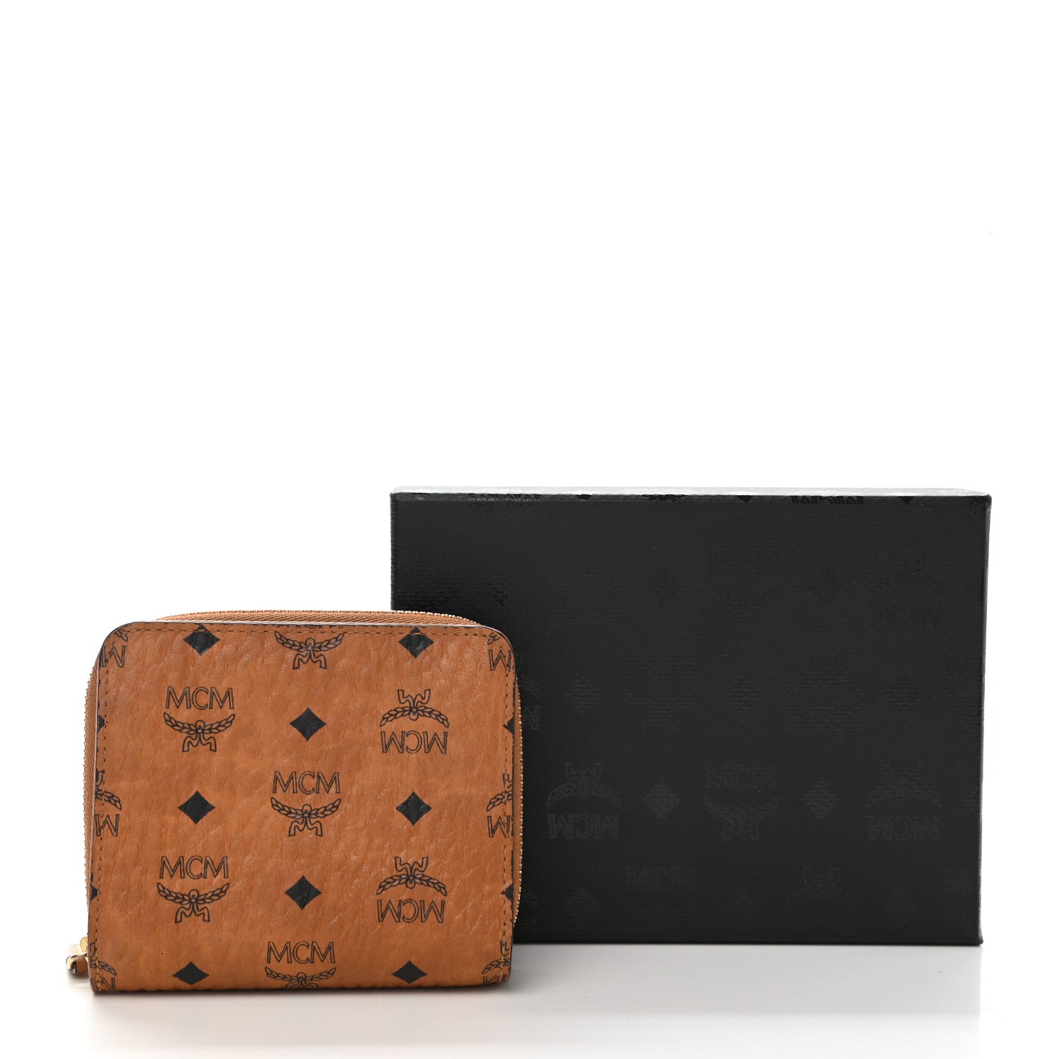 MCM Visetos Mini Zip Around Wallet Cognac 7 of 7