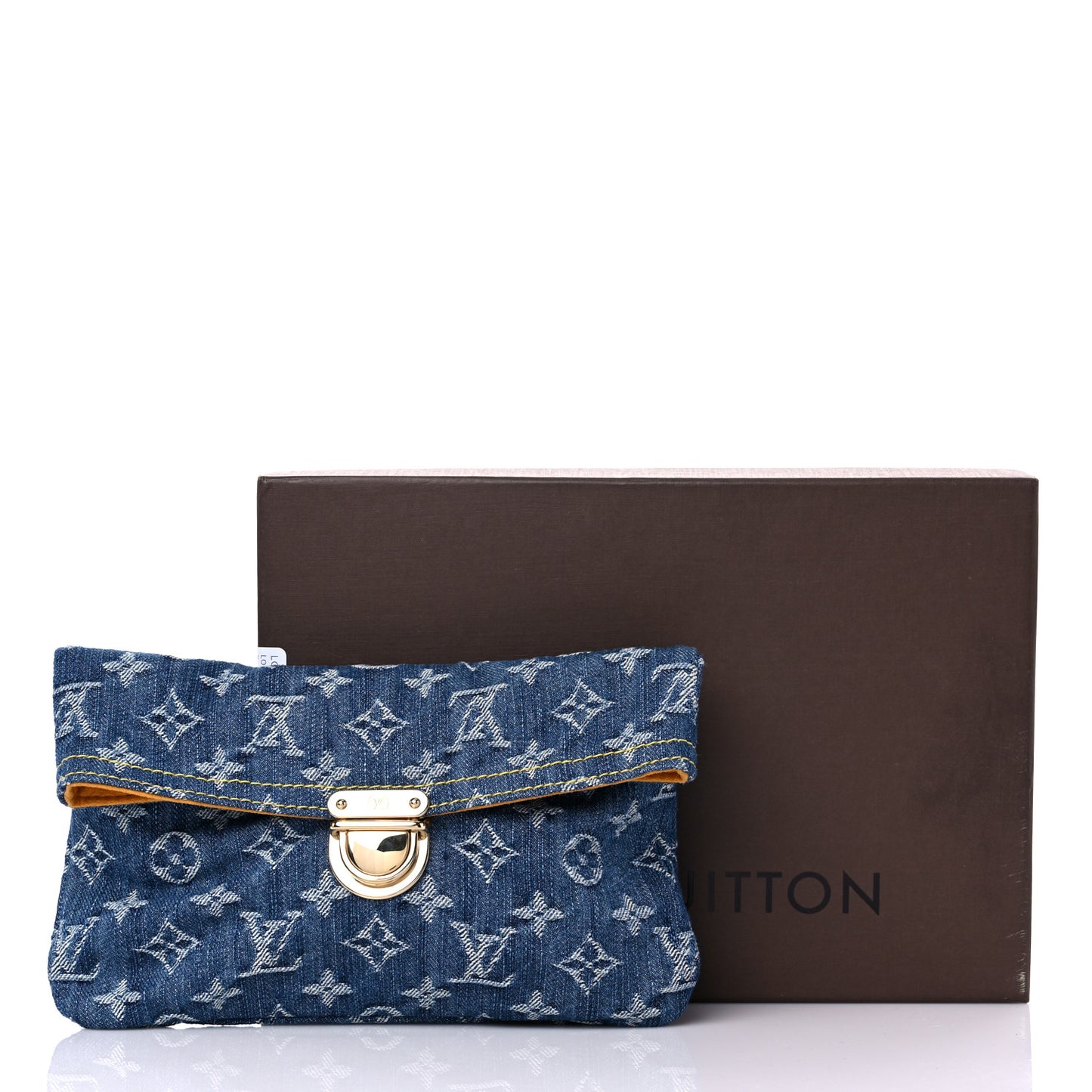 Monogram Denim Pochette Plat Clutch Blue