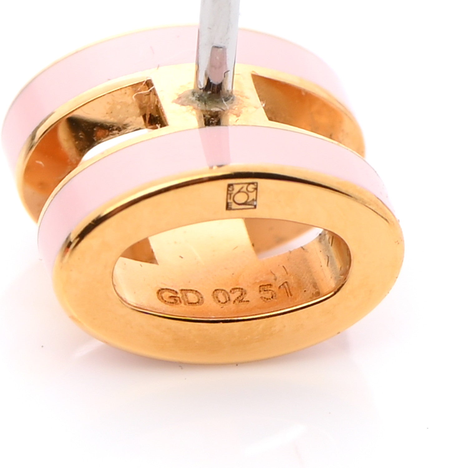 Hermes Gold Lacquered Mini Pop H Earrings Rose Dragee 5 of 7