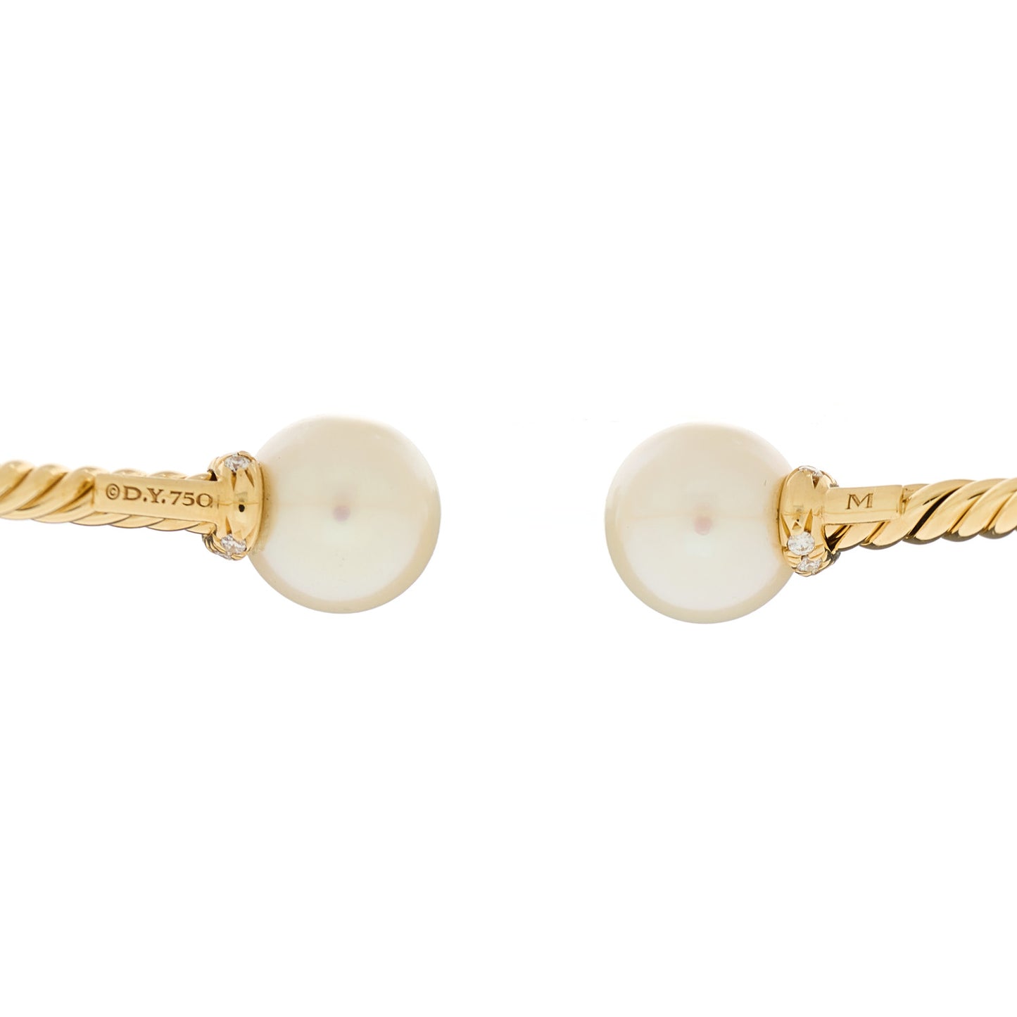 18K Yellow Gold Diamond Pearl 8.5mm Solari Bracelet