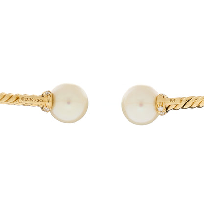 David Yurman 18K Yellow Gold Diamond Pearl 8.5mm Solari Bracelet 3 of 3