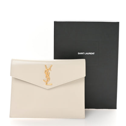 Saint Laurent Smooth Shiny Calfskin Monogram Uptown Baby Pouch Crema Soft 8 of 8