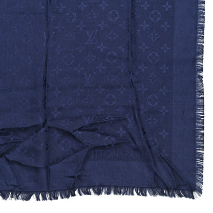 Louis Vuitton Silk Wool Monogram Shawl Night Blue 2 of 4