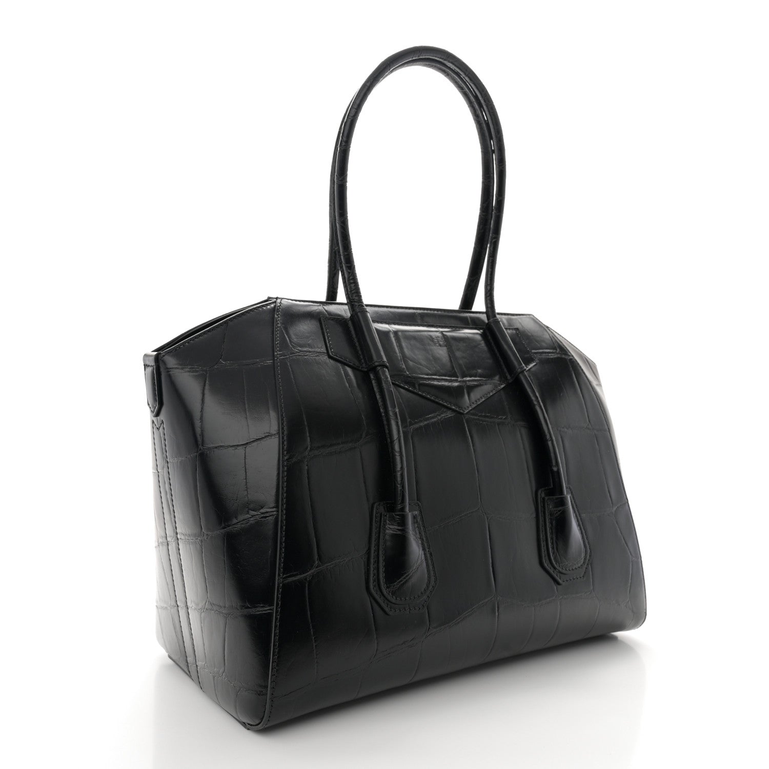 Givenchy Calfskin Crocodile Embossed Medium Lock Antigona Black 3 of 12