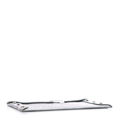 Jimmy Choo Metallic Grainy Calfskin Lockett Envelope Clutch Platinum 4 of 8