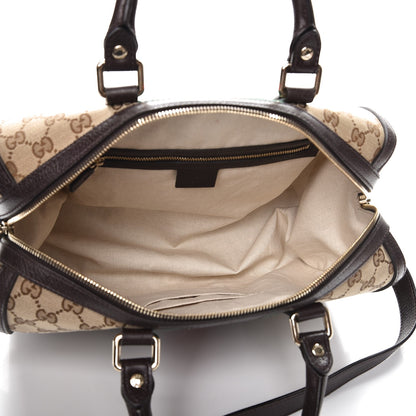 Gucci Monogram Vintage Web Medium Webby Bee Boston Dark Brown 6 of 9