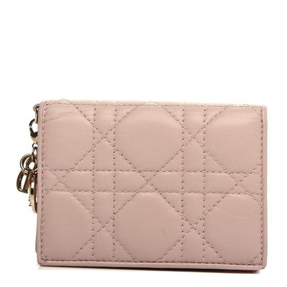 Christian Dior Lambskin Cannage Small Lady Dior Flap Card Holder Light Pink 1 of 8