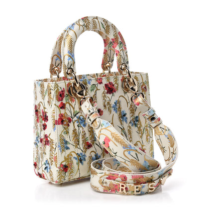 Christian Dior Calfskin Hibiscus Printed Embroidered My ABCDior Lady Dior Beige Multicolor 3 of 10