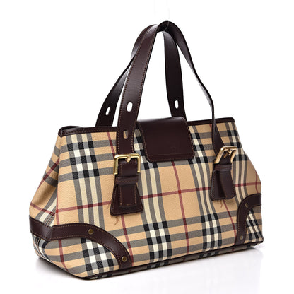 Burberry Haymarket Check Buckle Satchel Chocolate 3 of 12
