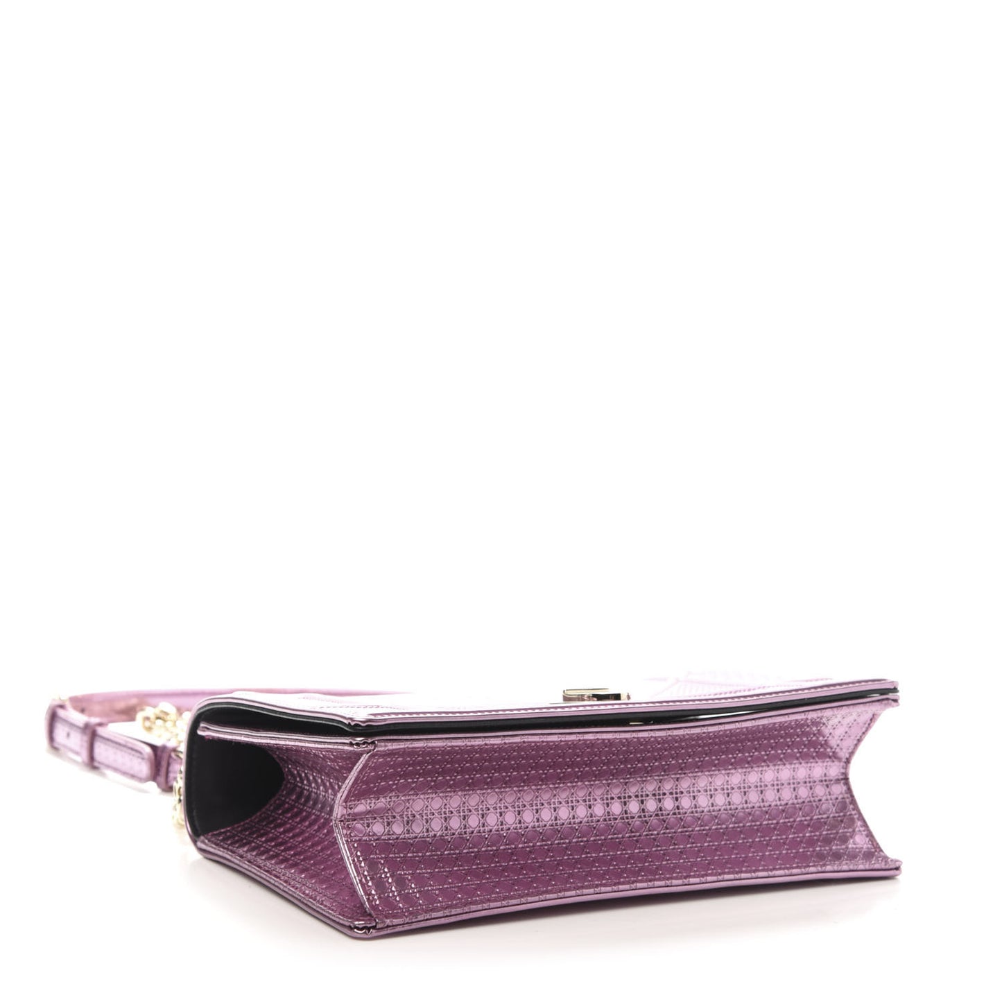 Metallic Patent Micro-Cannage Medium Diorama Flap Bag Pink