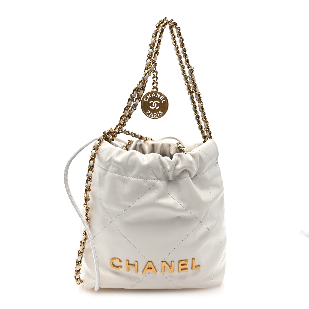 Chanel Shiny Calfskin Quilted Mini Chanel 22 White 1 of 9