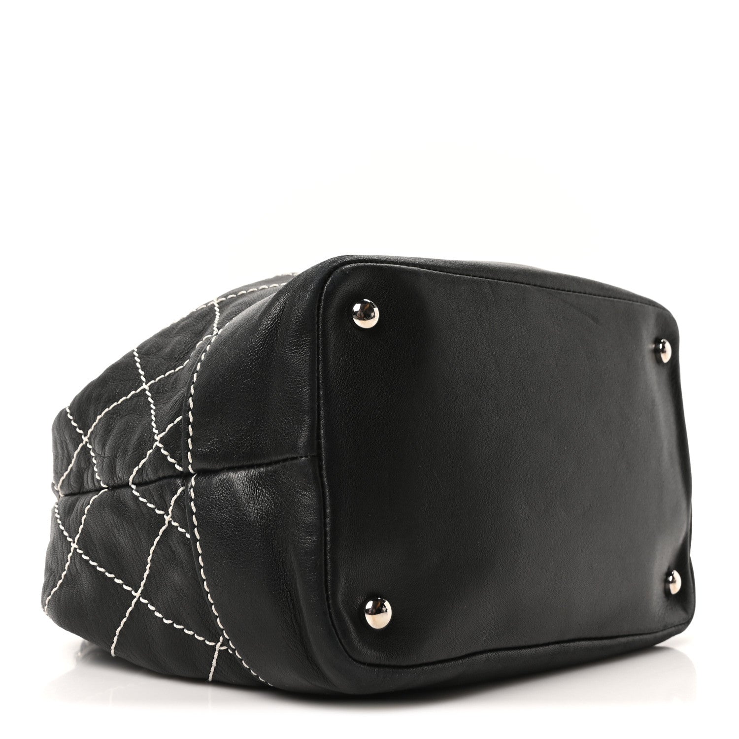 Chanel Calfskin Contrast Stitch Surpique Bucket Bag Black 4 of 10