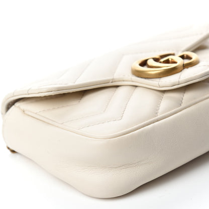 Gucci Calfskin Matelasse Super Mini GG Marmont Shoulder Bag White 6 of 10