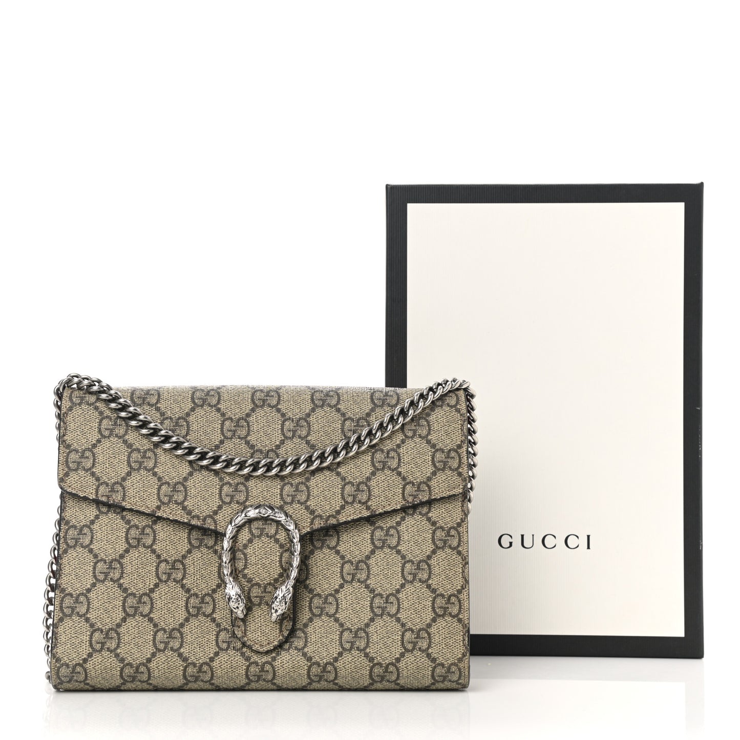GG Supreme Monogram Mini Dionysus Chain Wallet Beige Vulcanic Red