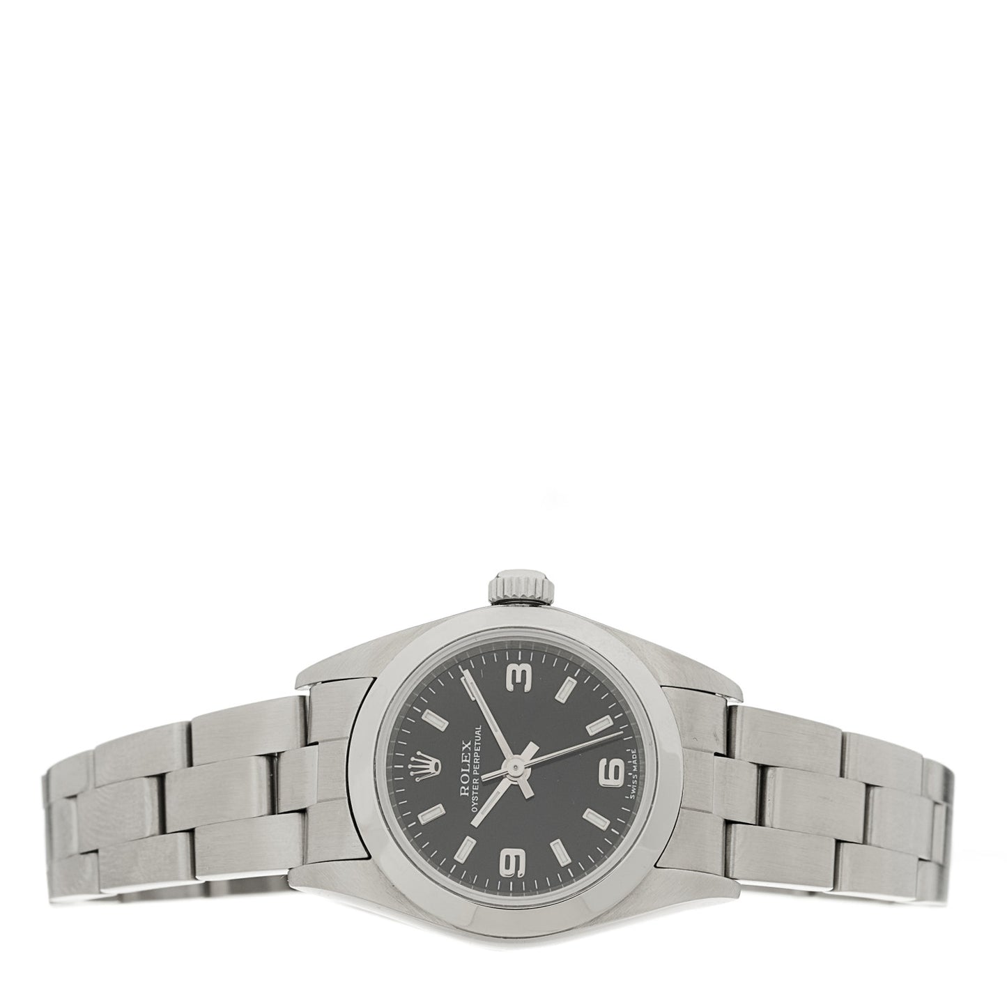Stainless Steel 24mm Oyster Perpetual Watch Black 76080