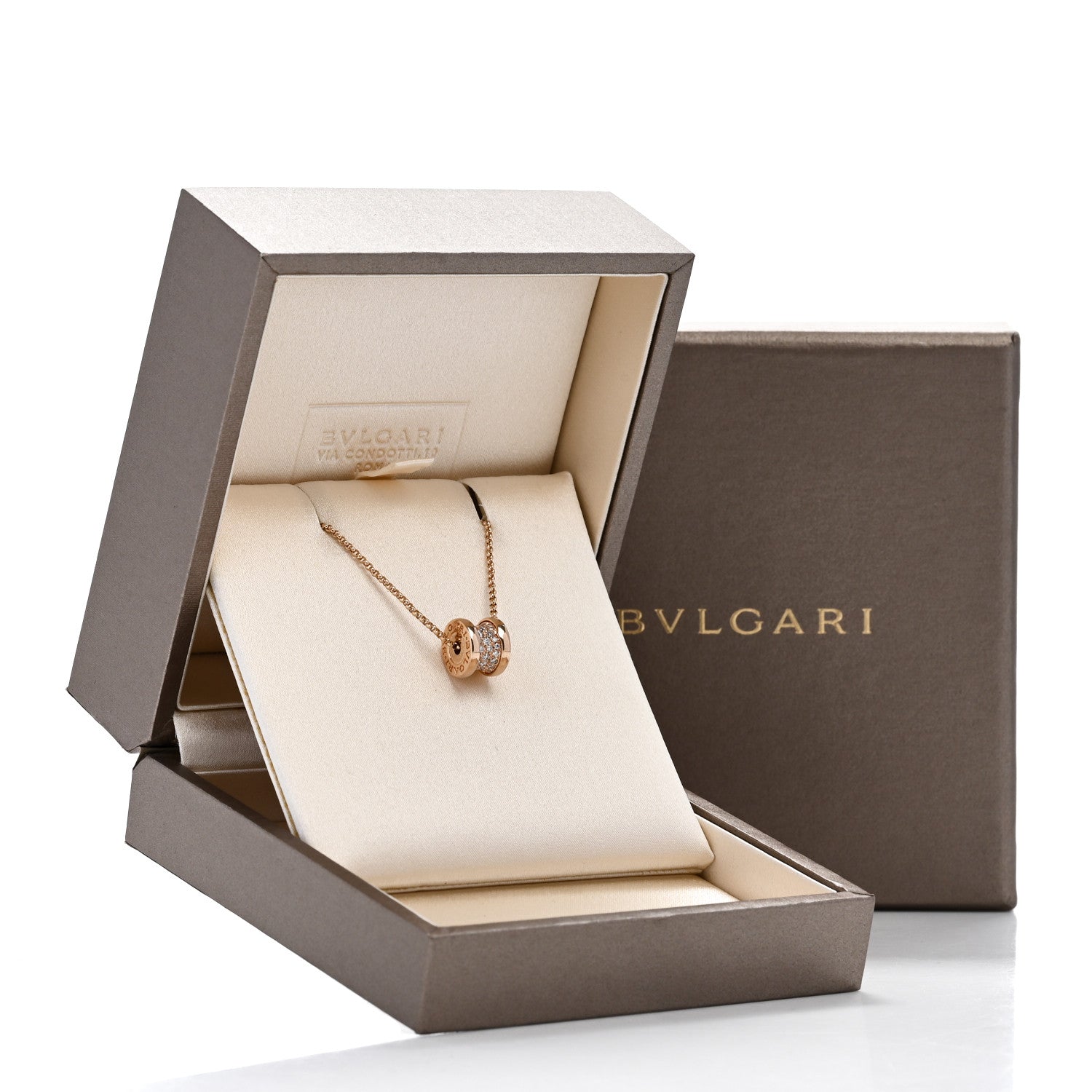 Bulgari 18K Rose Gold Diamond Small B.Zero1 Pave Pendant Necklace 6 of 6