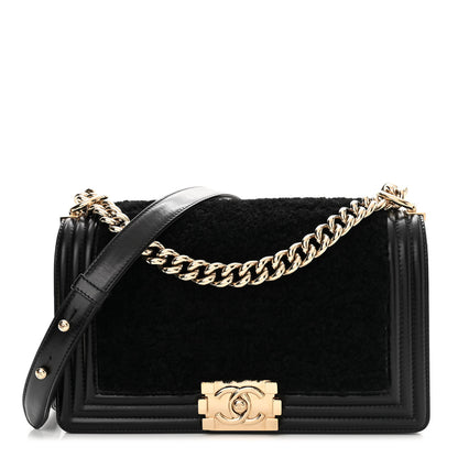 Chanel Shearling Calfskin Medium Boy Flap Black 1 of 11