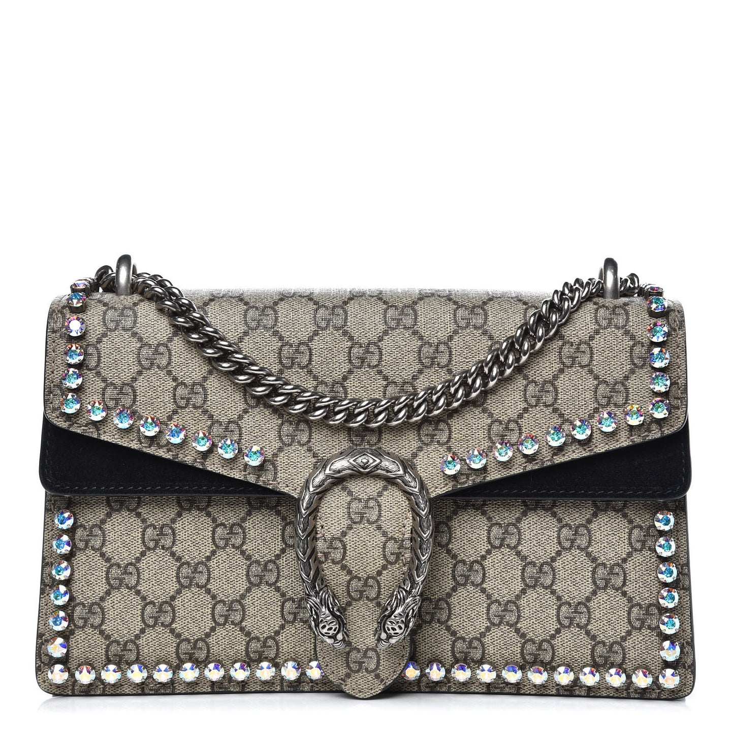 GG Supreme Monogram Crystal Small Dionysus Shoulder Bag Black