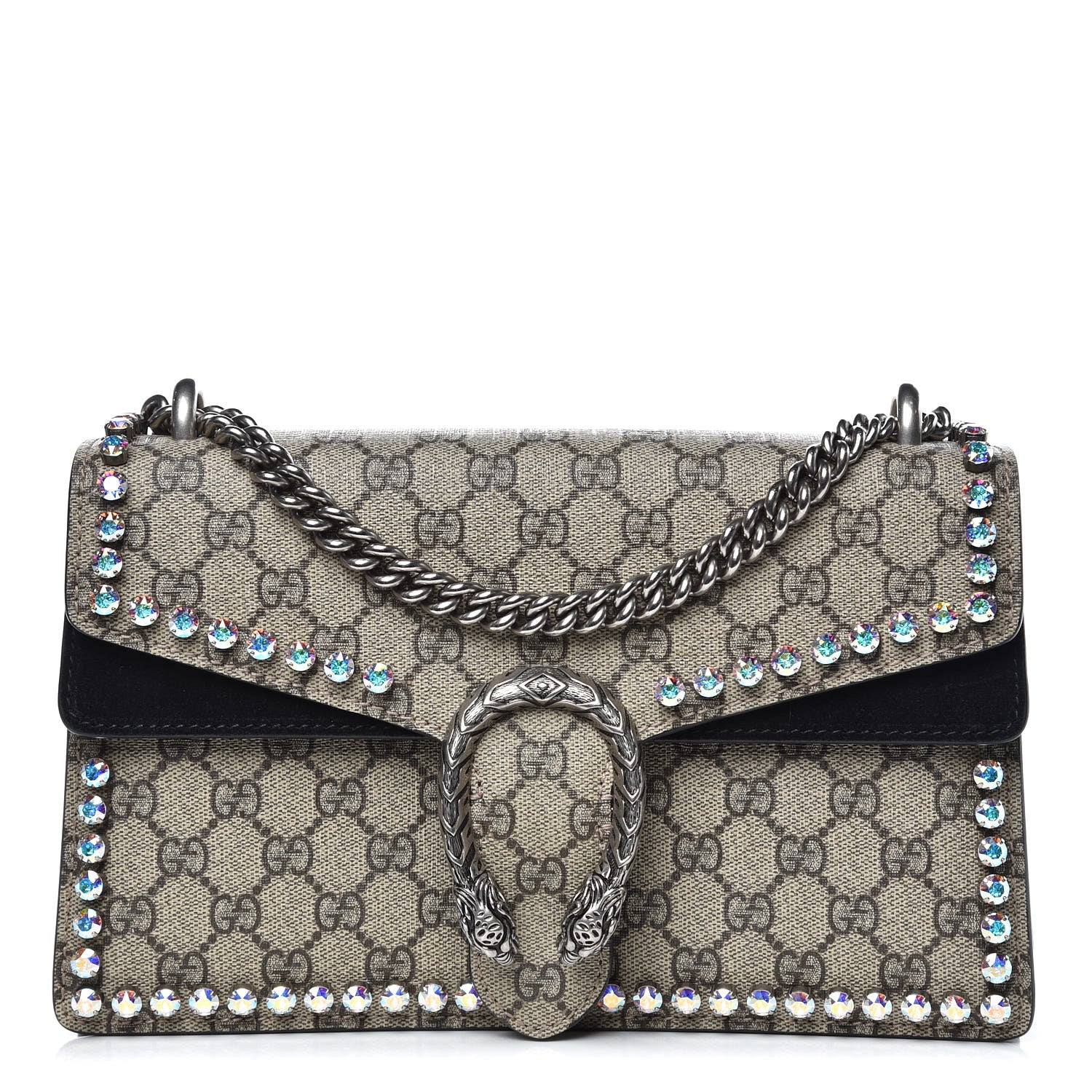 Gucci GG Supreme Monogram Crystal Small Dionysus Shoulder Bag Black 1 of 11