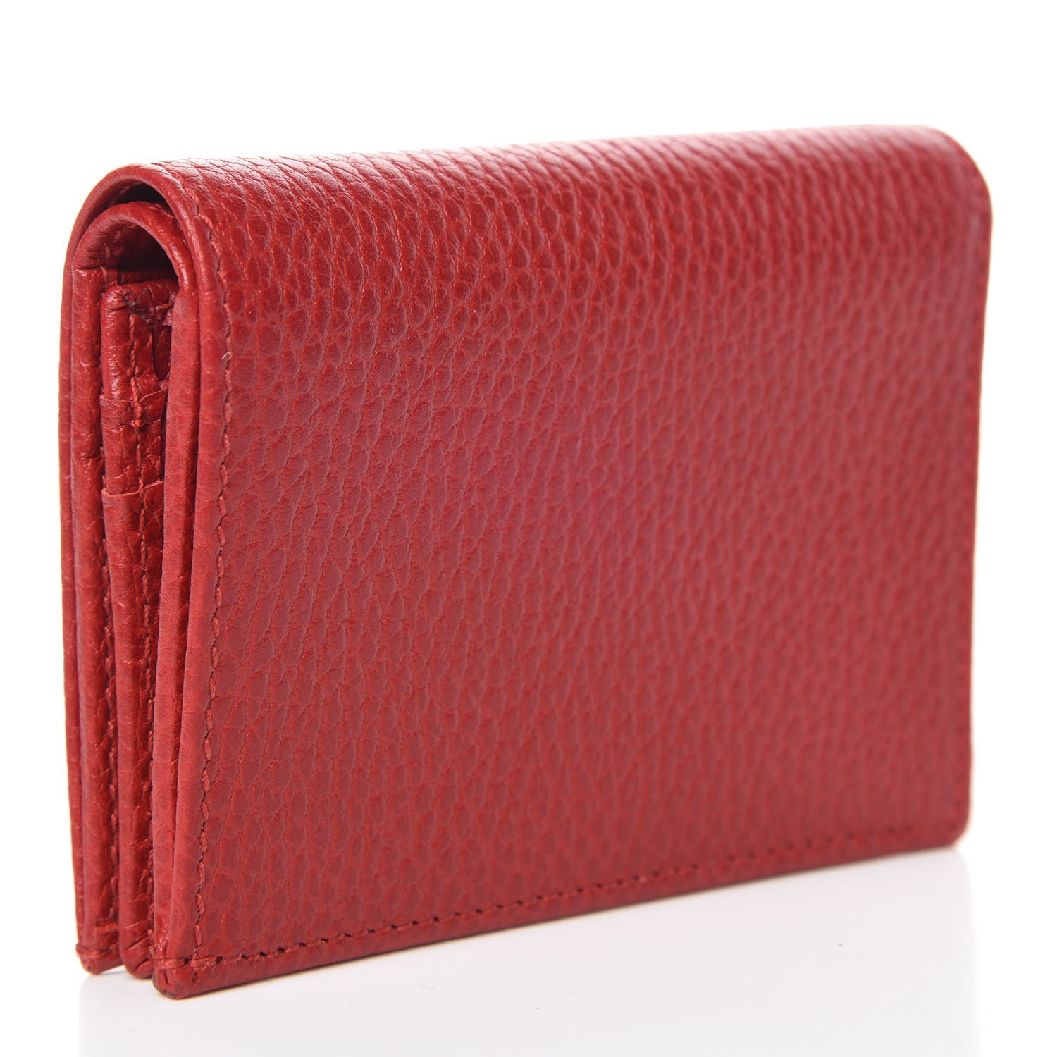 Gucci Pebbled Calfskin GG Marmont Card Case Hibiscus Red 3 of 9