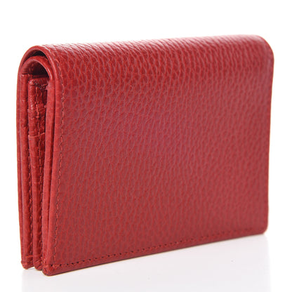 Gucci Pebbled Calfskin GG Marmont Card Case Hibiscus Red 3 of 9