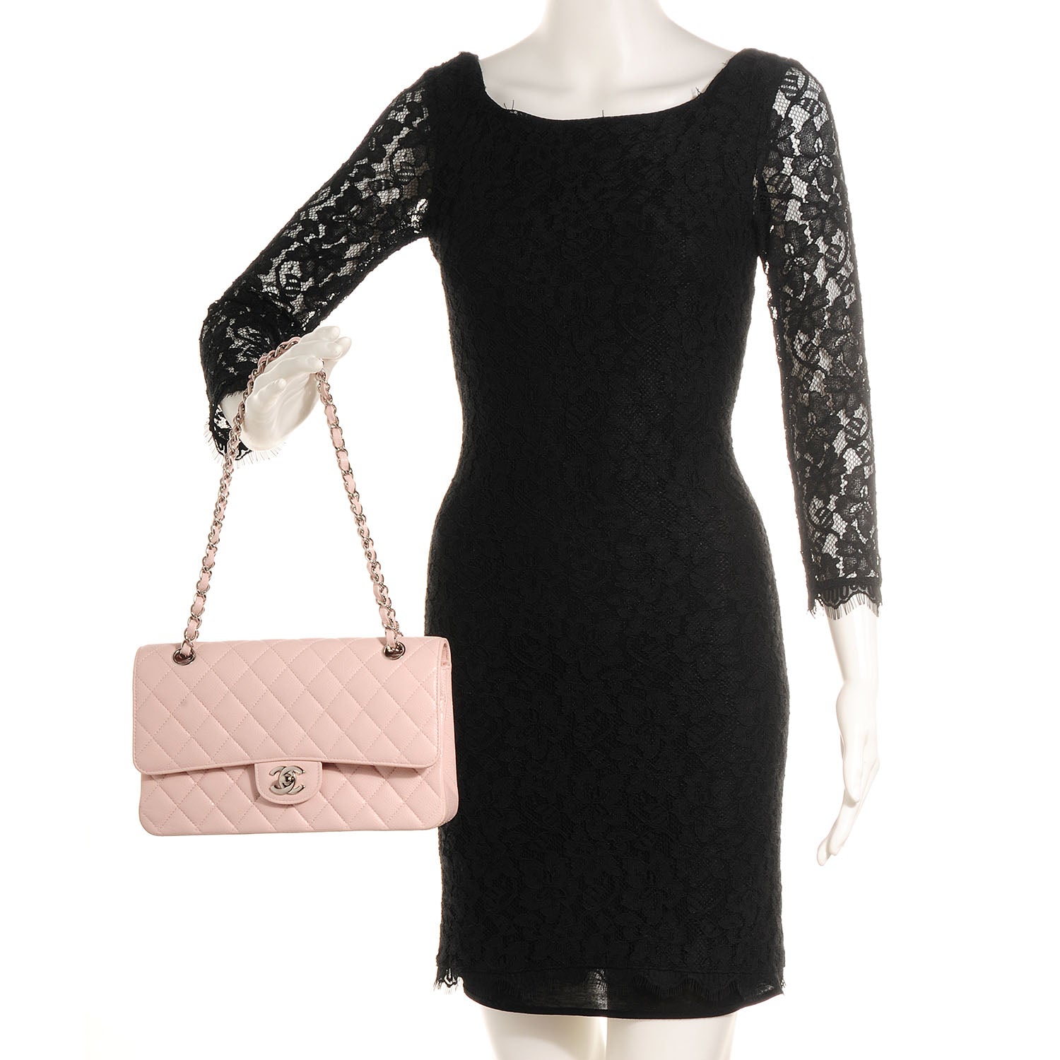 Chanel Caviar Quilted Medium Double Flap Pink 2 of 8