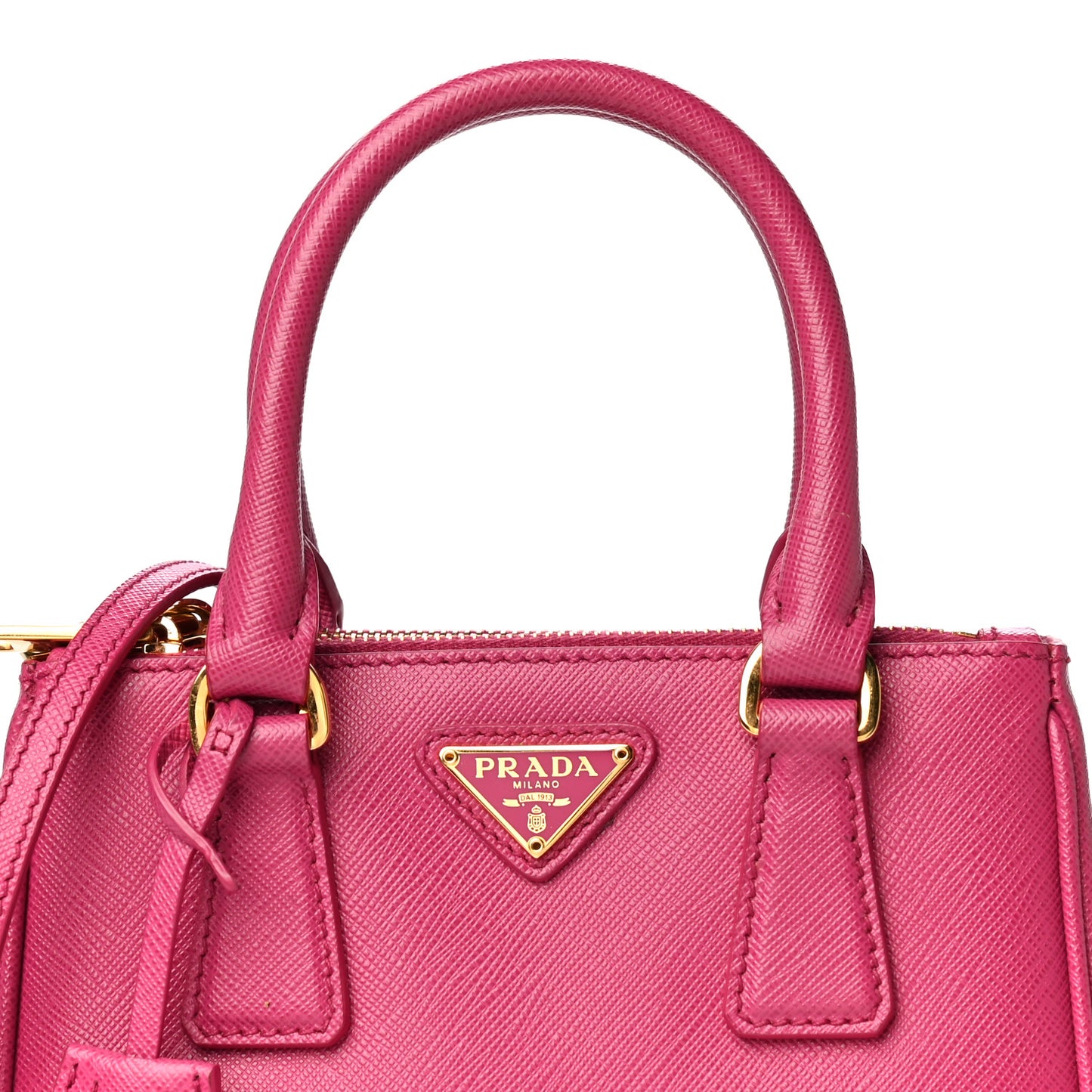 Saffiano Lux Micro Galleria Double Zip Tote Fuxia