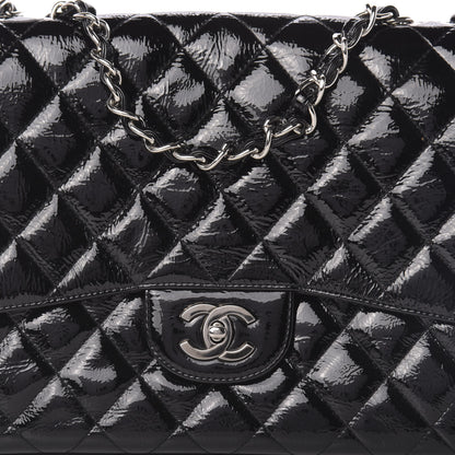 Chanel Distressed Patent Quilted Jumbo Single Flap Black 11 of 12