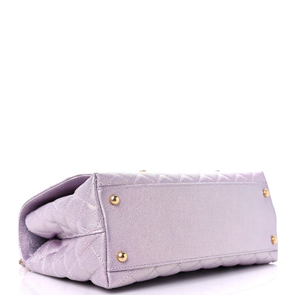 Chanel Metallic Caviar Quilted Small Coco Handle Flap Light Pink 4 of 11