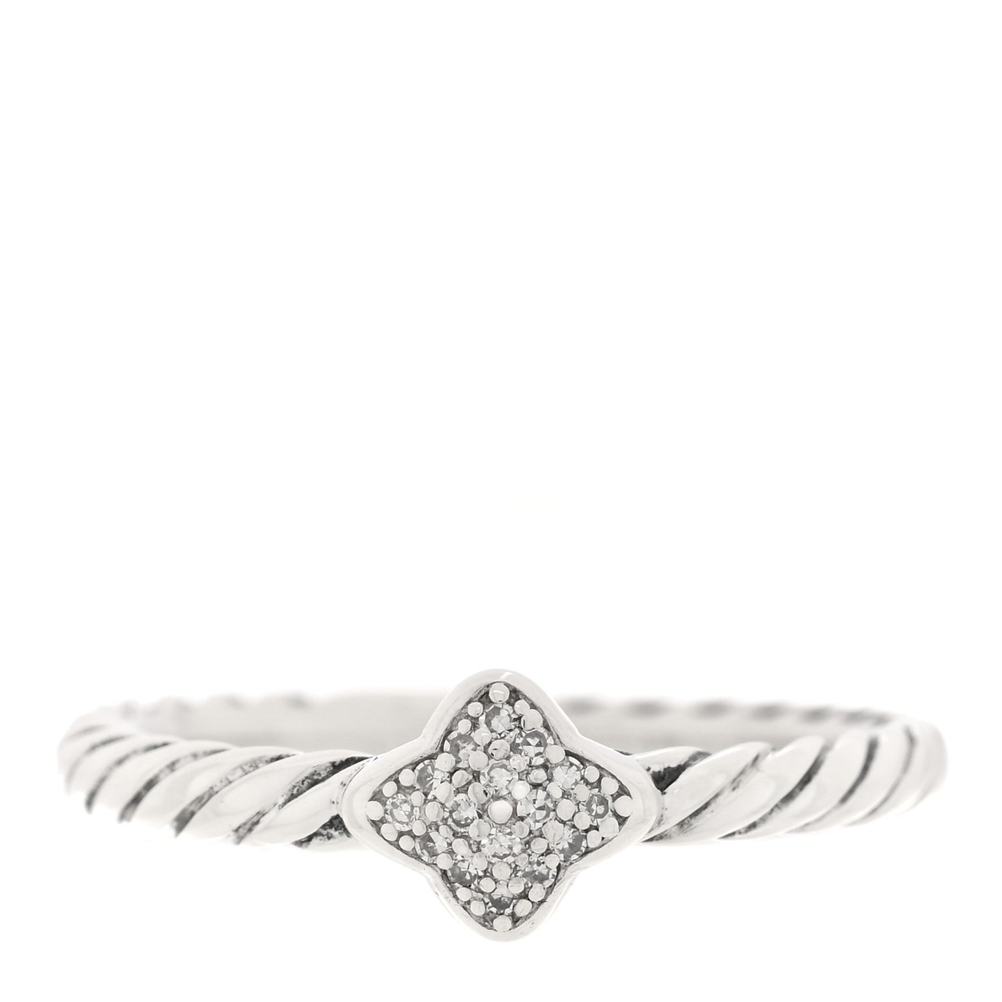Sterling Silver Diamond Quatrefoil Ring 52 6