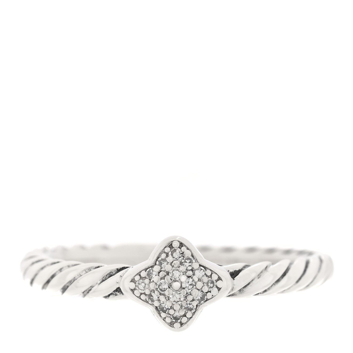 David Yurman Sterling Silver Diamond Quatrefoil Ring 52 6 1 of 4