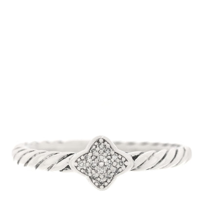 David Yurman Sterling Silver Diamond Quatrefoil Ring 52 6 1 of 4