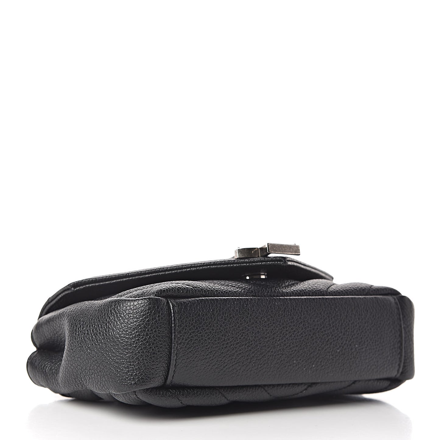 Grained Calfskin Matelasse Chevron Classic Monogram Baby Chain Bag Black