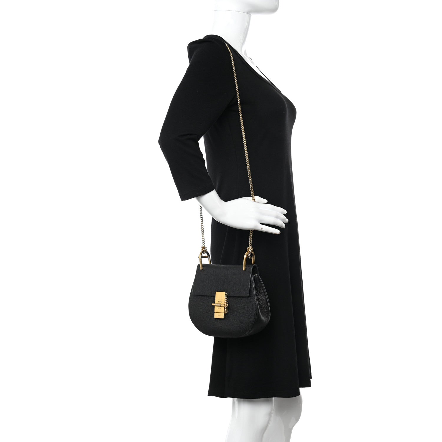 Chloe Grained Lambskin Nano Drew Shoulder Bag Black 2 of 9