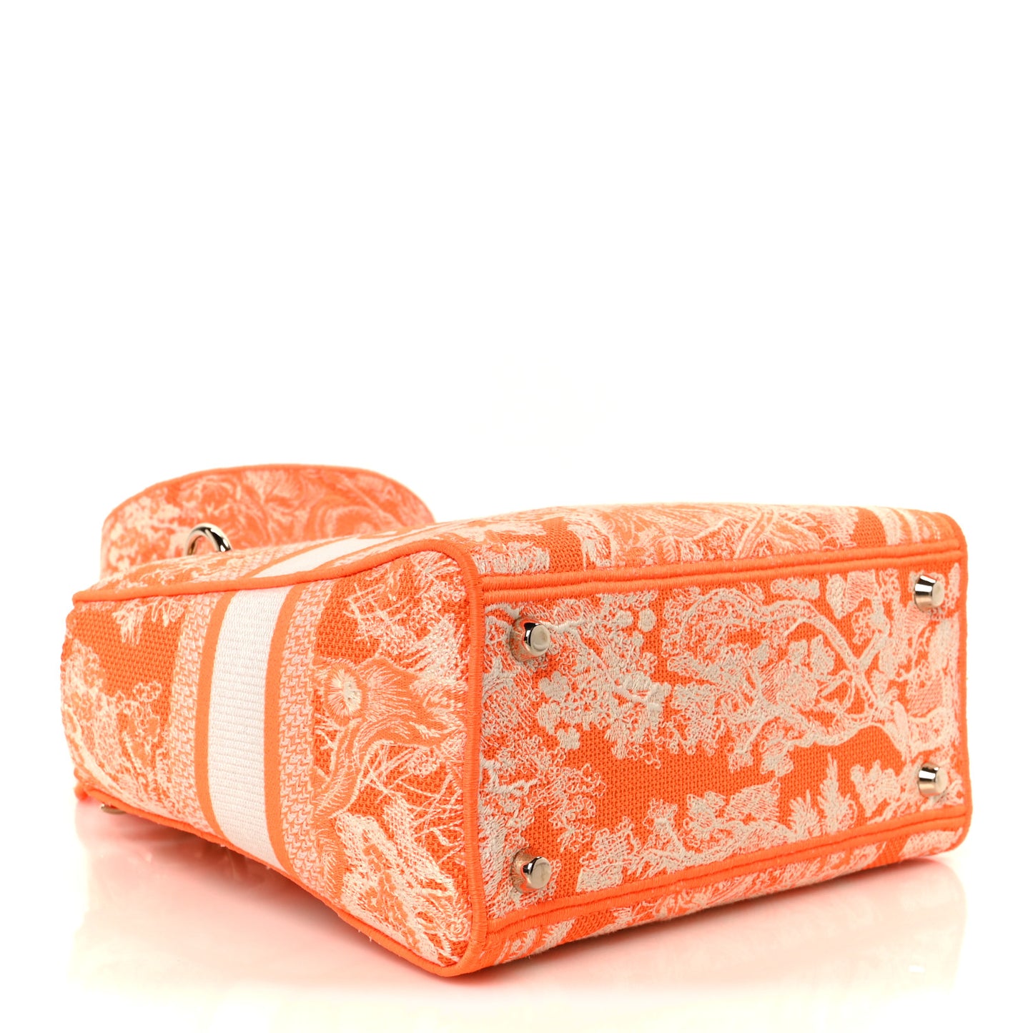 Canvas Toile De Jouy Reverse Embroidered Medium Lady D-Lite Fluorescent Orange