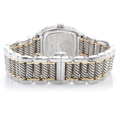 David Yurman Stainless Steel 18K Yellow Gold Mother of Pearl 25mm Thoroughbred Quartz Watch 3 of 9