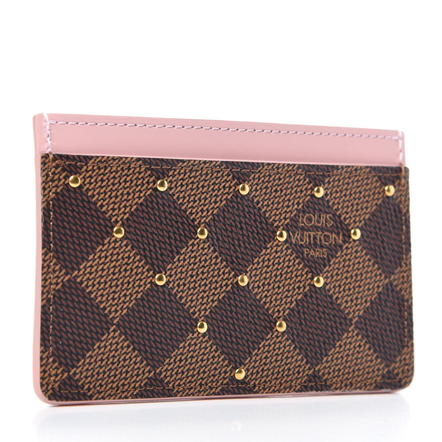 Louis Vuitton Damier Ebene Studded Card Holder Rose Ballerine 3 of 7