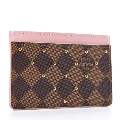 Louis Vuitton Damier Ebene Studded Card Holder Rose Ballerine 3 of 7