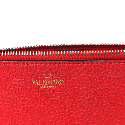 Valentino Garavani Pebbled Calfskin Large Rockstud Flat Zip Pouch Rouge Pur 6 of 7
