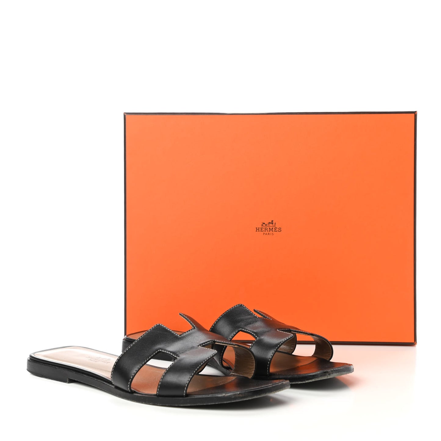 Box Calfskin Oran Sandals 40 Black