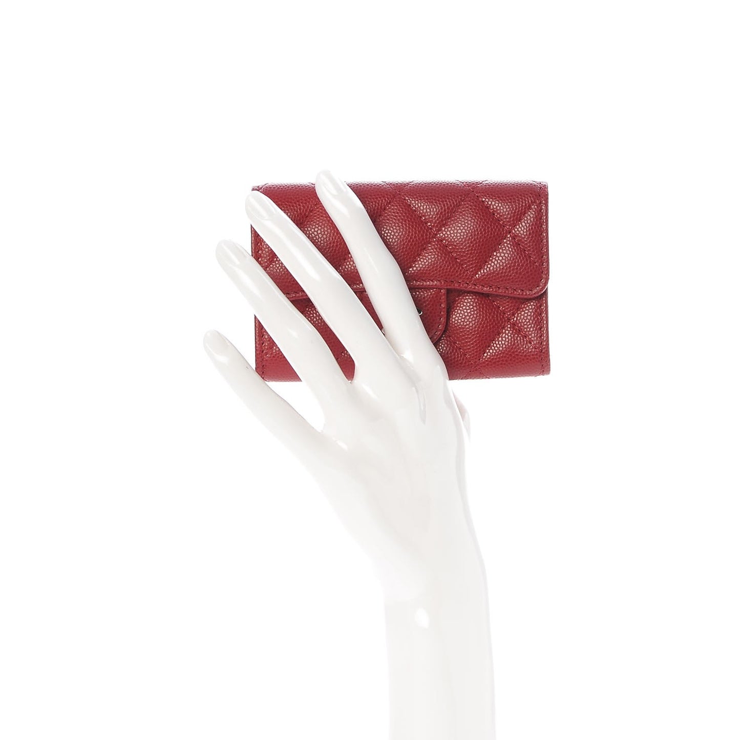 Caviar Quilted Card Holder Dark Pink