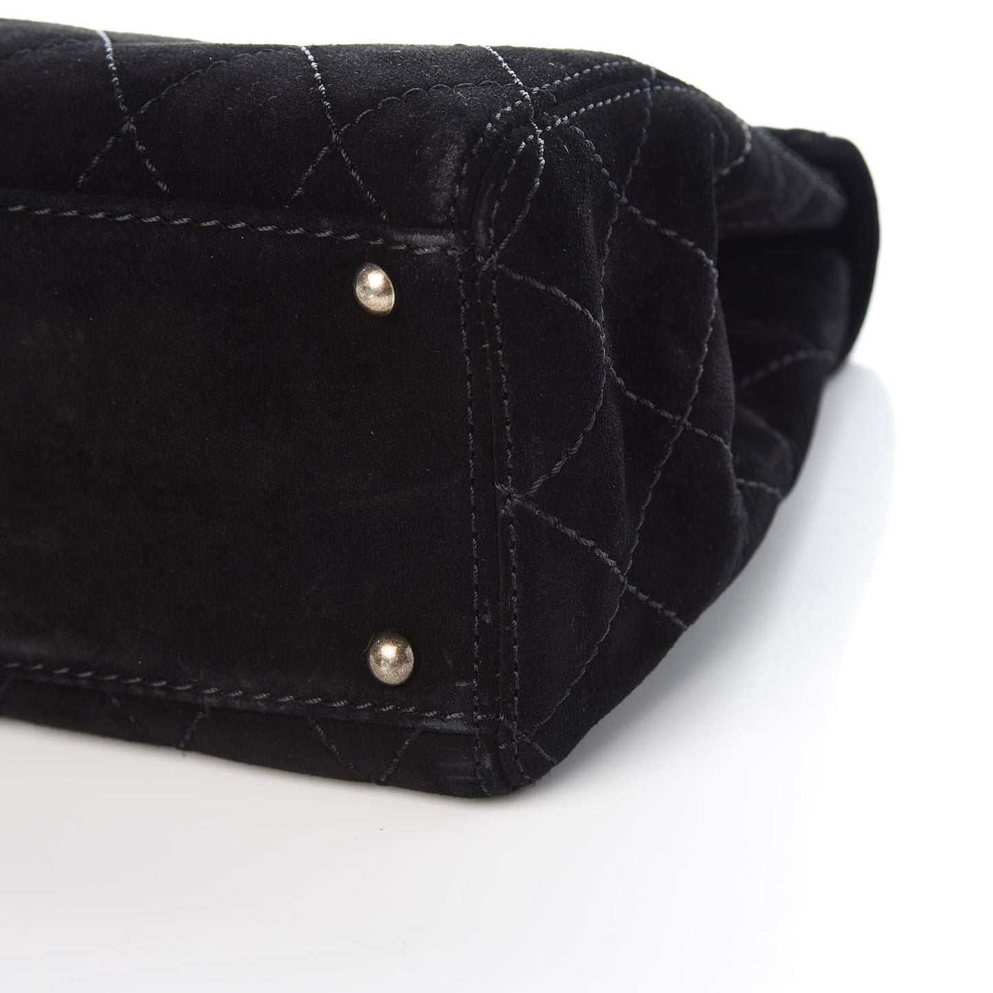 Suede Diamond Stitched Flap Bag Black