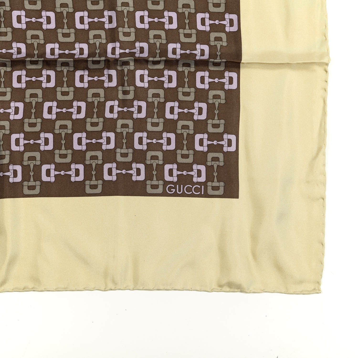 Gucci Silk Horsebit Square Scarf Ivory Brown 2 of 3