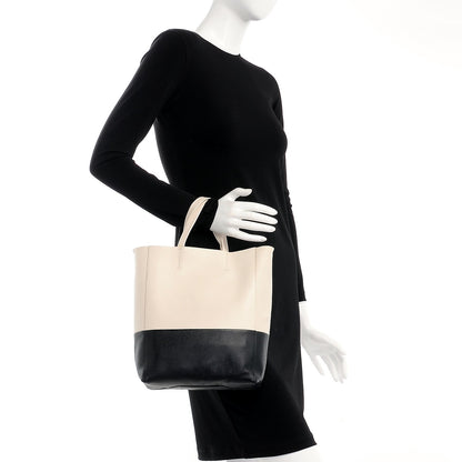 Celine Grained Calfskin Small Vertical Bi-Cabas Cream Black 2 of 7