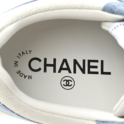 Chanel Suede Kidskin Womens CC Sneakers 35 White Blue 7 of 11