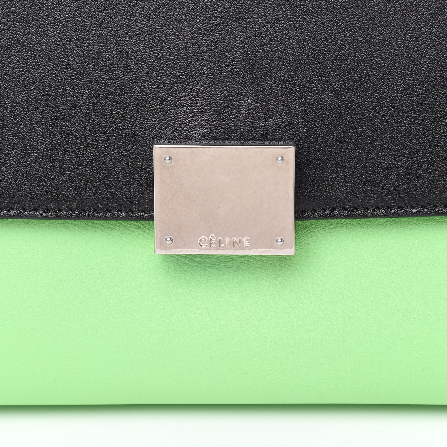 Smooth Calfskin Small Tri-Color Trapeze Lime