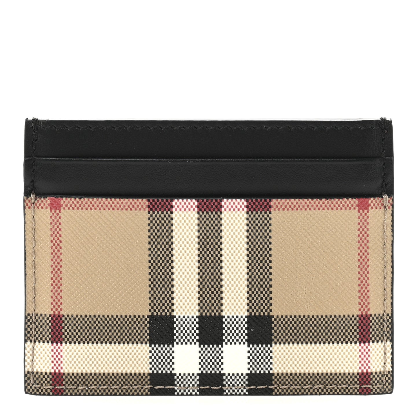 Smooth Calfskin Coated Canvas Vintage Check Sandon Card Case Beige Black