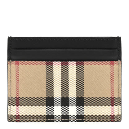 Burberry Smooth Calfskin Coated Canvas Vintage Check Sandon Card Case Beige Black 1 of 9