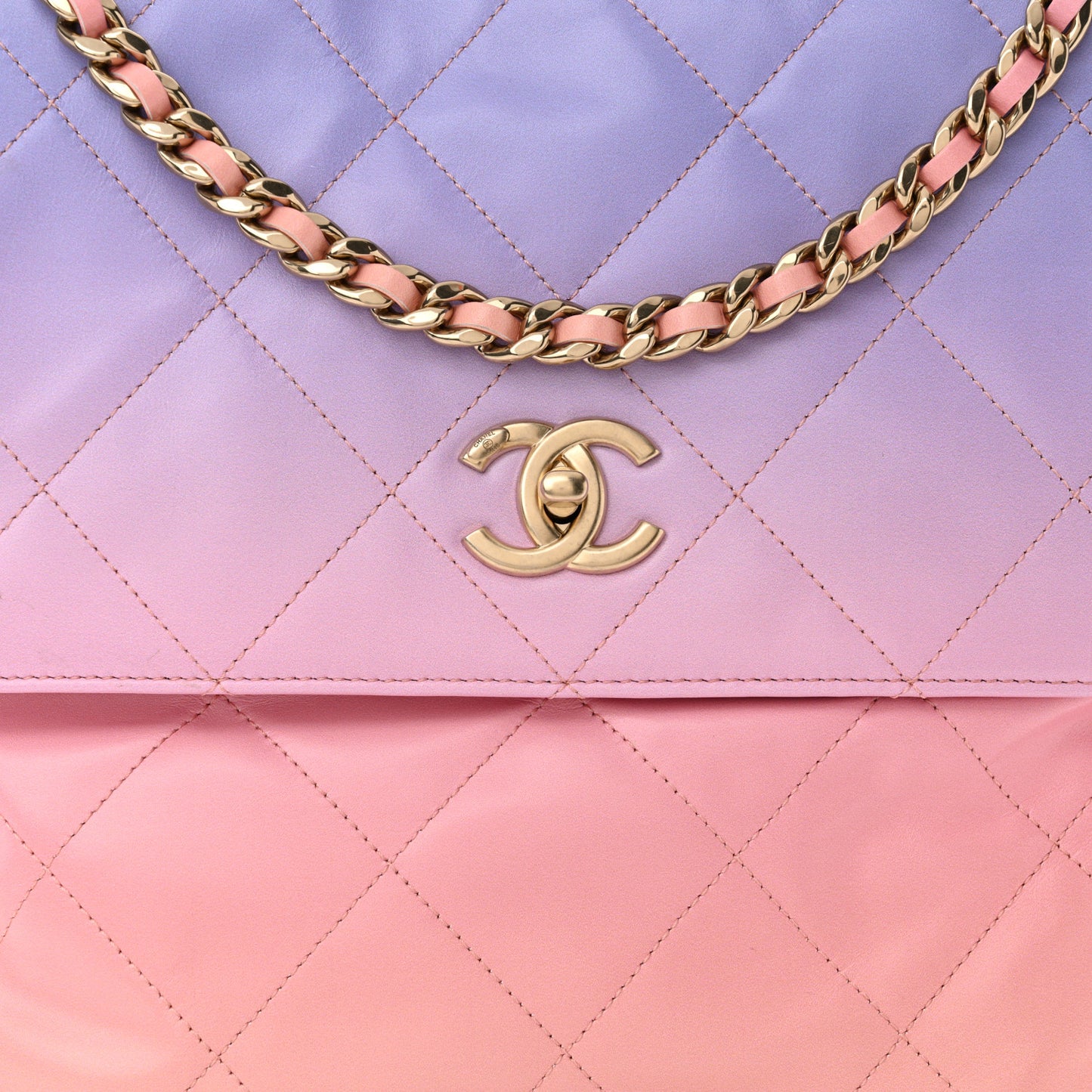 Shaded Calfskin CC Hobo Light Purple Pink Coral