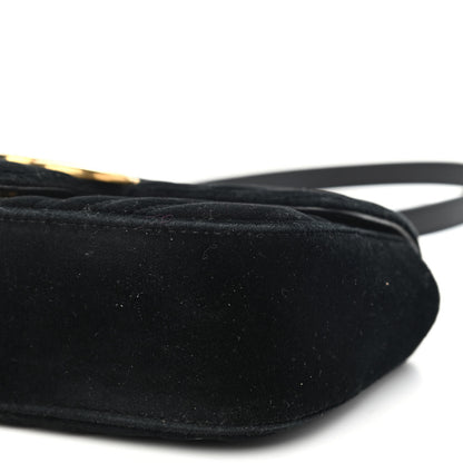 Gucci Velvet Matelasse Mini GG Marmont Shoulder Bag Black 9 of 11